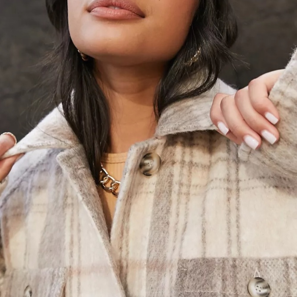 New! Asos Design Longline Shacket In Check - image 6